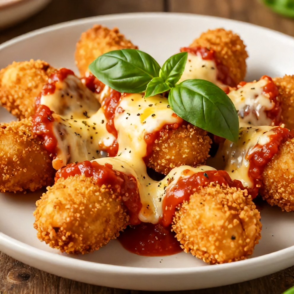 Plated Air Fryer Chicken Parmesan Bites