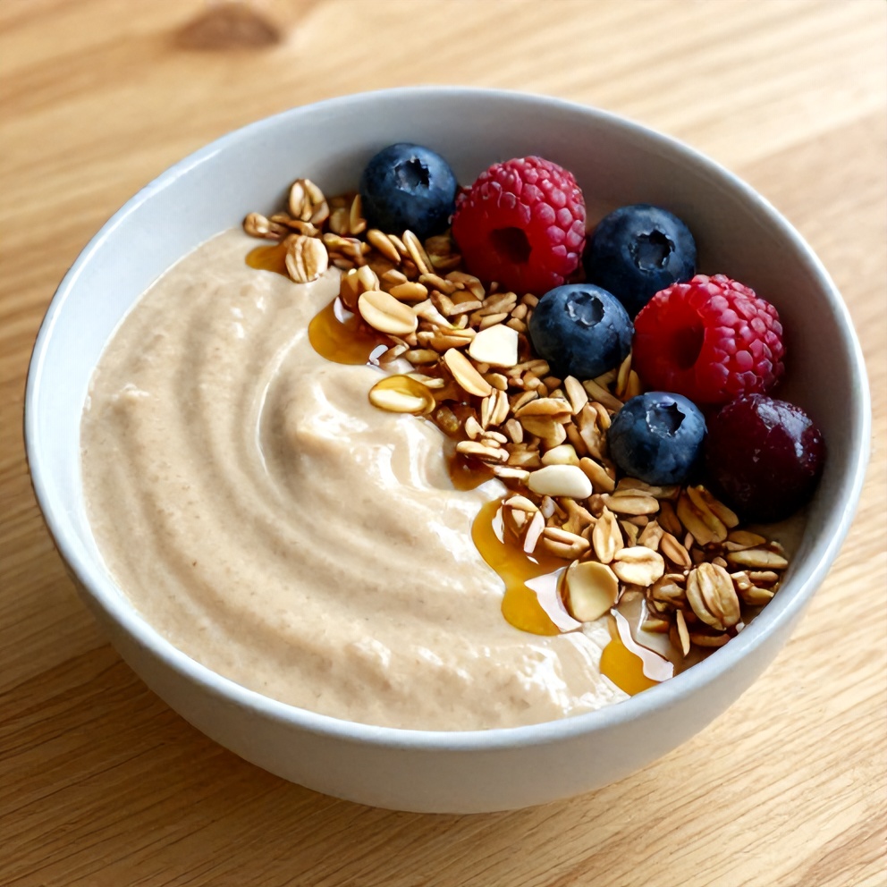 Finished Banana Peanut Butter Oat Smoothie Bowl