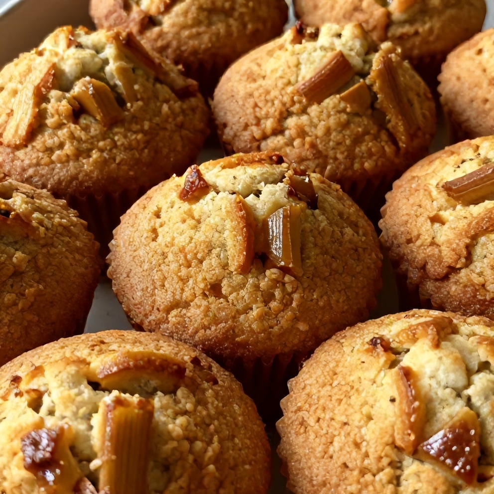 Caramelized Rhubarb Muffins