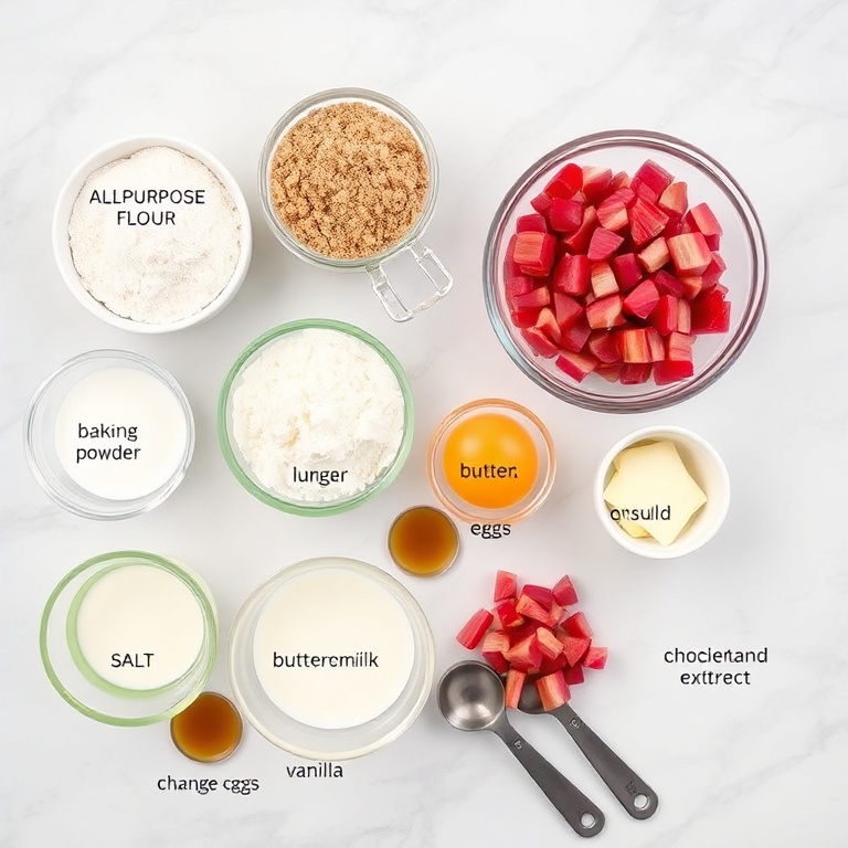 Raw Ingredients for Caramelized Rhubarb Muffins