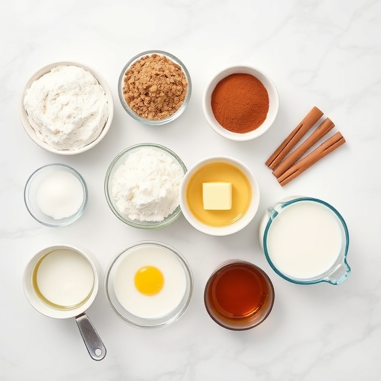 Raw ingredients for Cinnamon Sugar Churro Pancakes