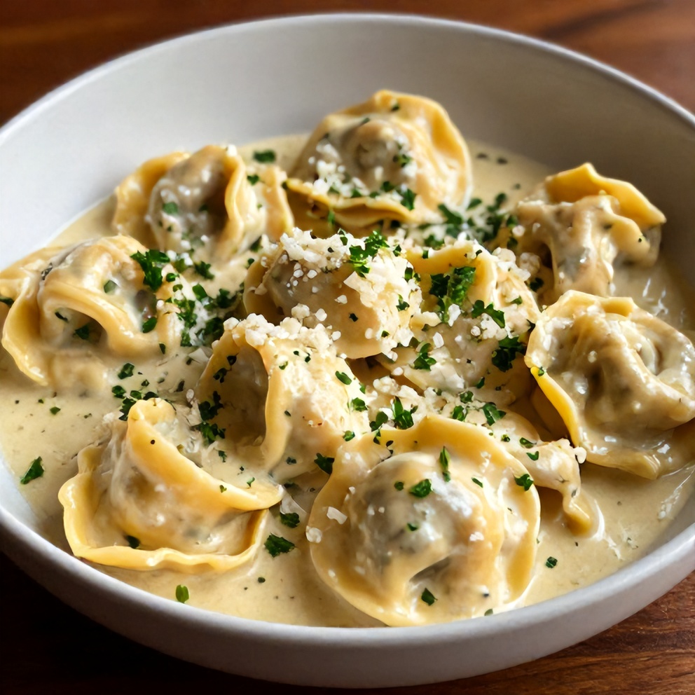 Finished Creamy Chicken Tortellini Dinner