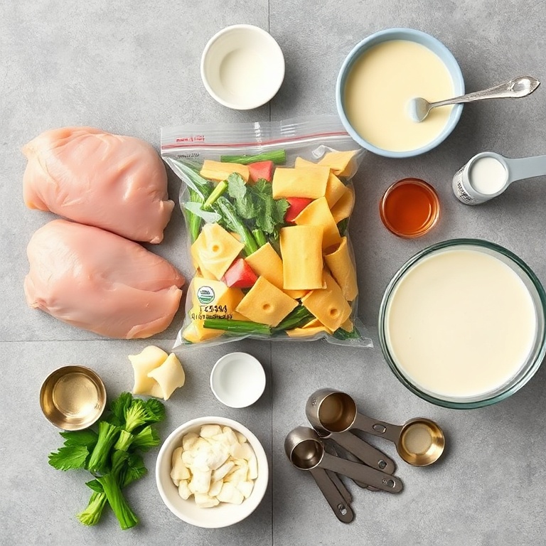 Raw Ingredients for Creamy Chicken Tortellini