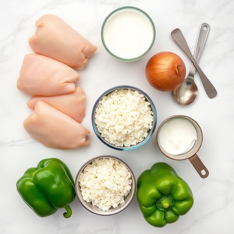 Raw ingredients for Creamy Coconut Chicken Brothy Rice