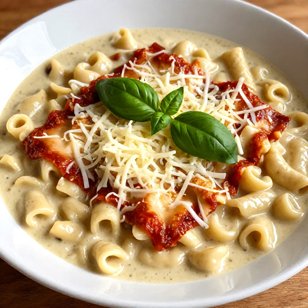 Creamy Crock Pot Chicken Parmesan Soup with Tortellini