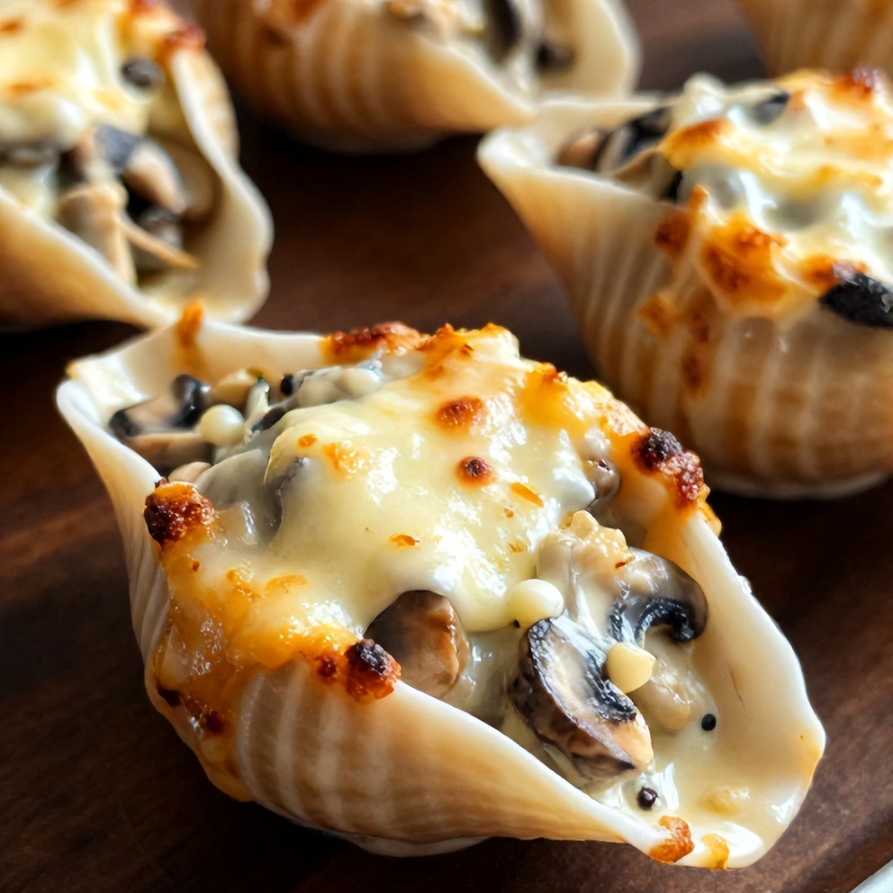 creamy garlic mushroom stuffed shells
