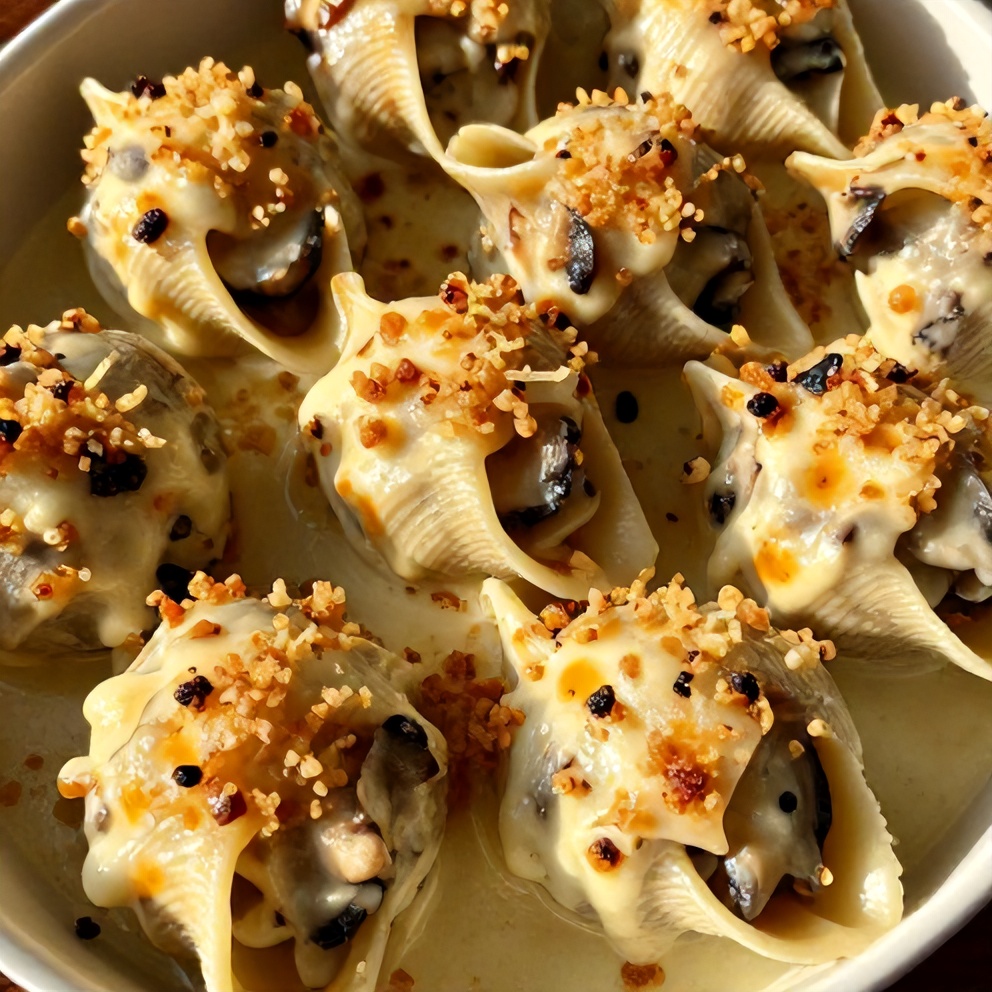 Creamy Garlic Mushroom Stuffed Shells