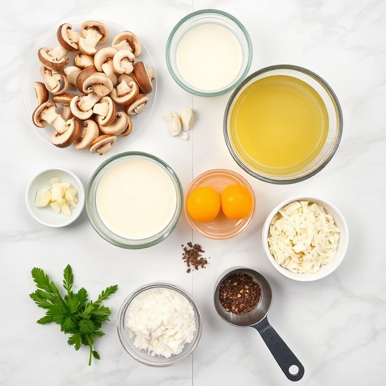 Raw ingredients for Creamy Italian Mushroom Carbonara