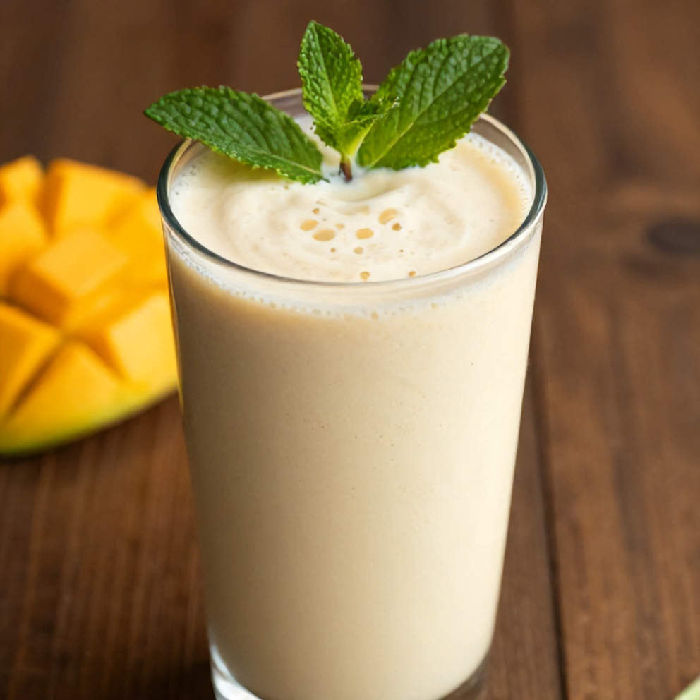 Creamy Mango Coconut Protein Shake ready to serve