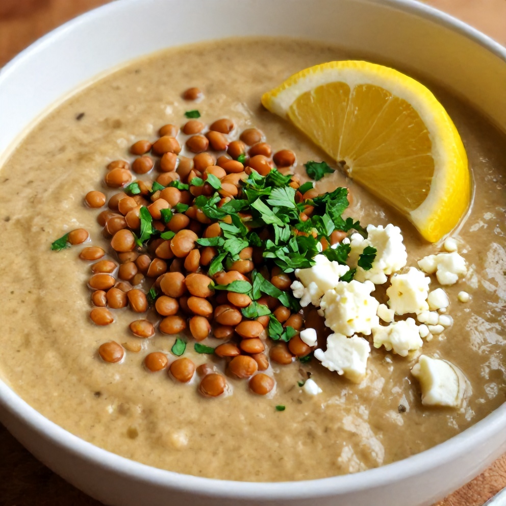 Bowl of Creamy Moroccan Harissa Lentil Soup