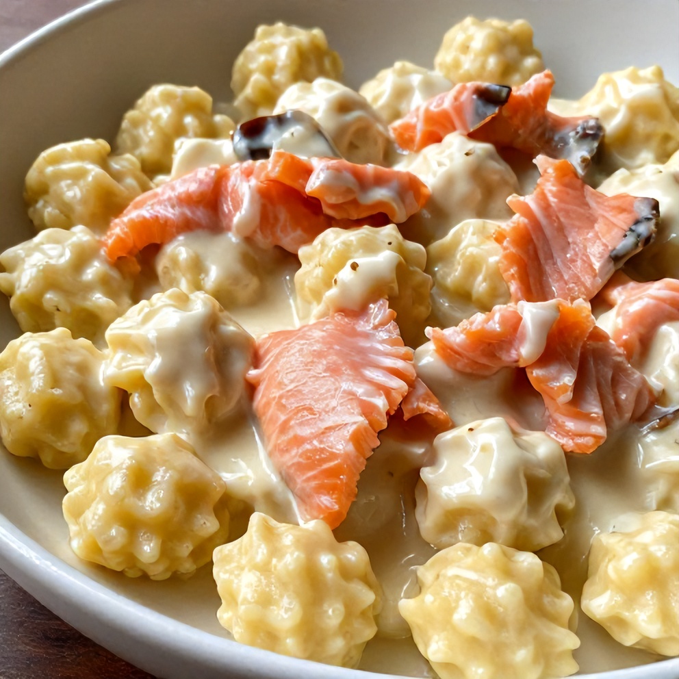 creamy smoked salmon gnocchi