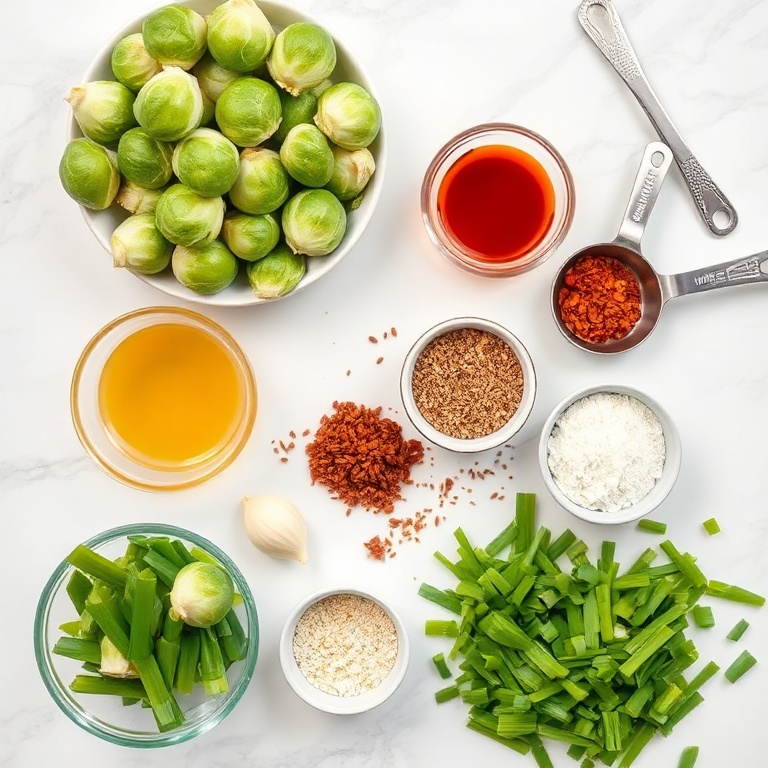 Raw ingredients for air fryer brussels sprouts