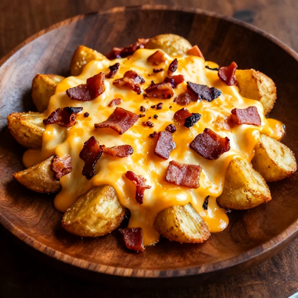 Plated Cheesy Bacon Potato Skins