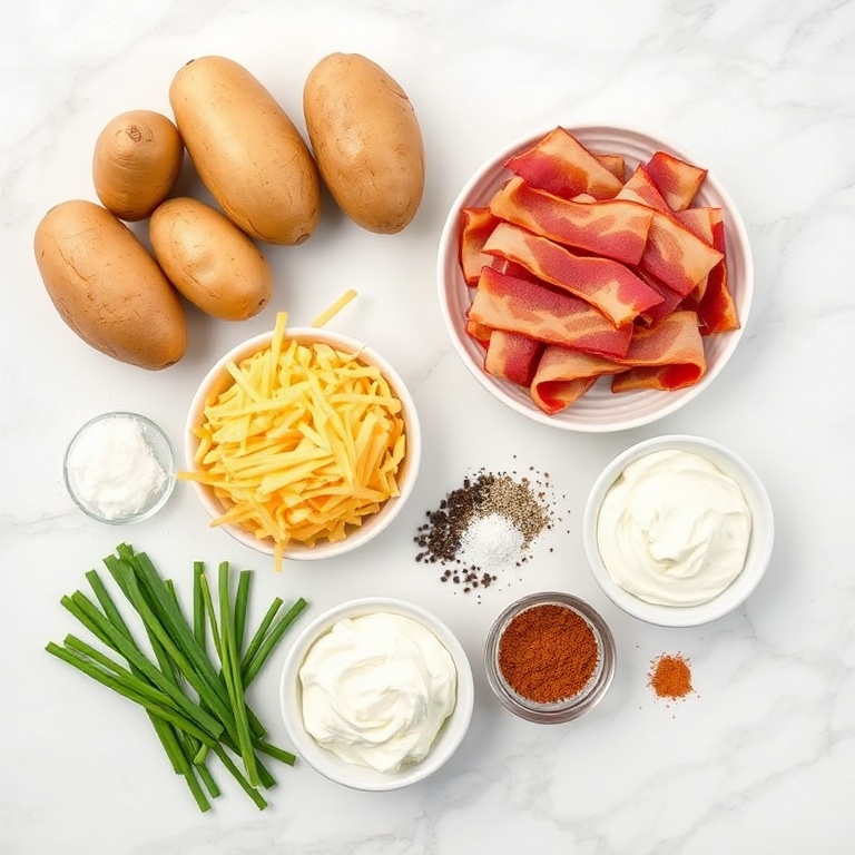 Raw Ingredients for Cheesy Bacon Potato Skins