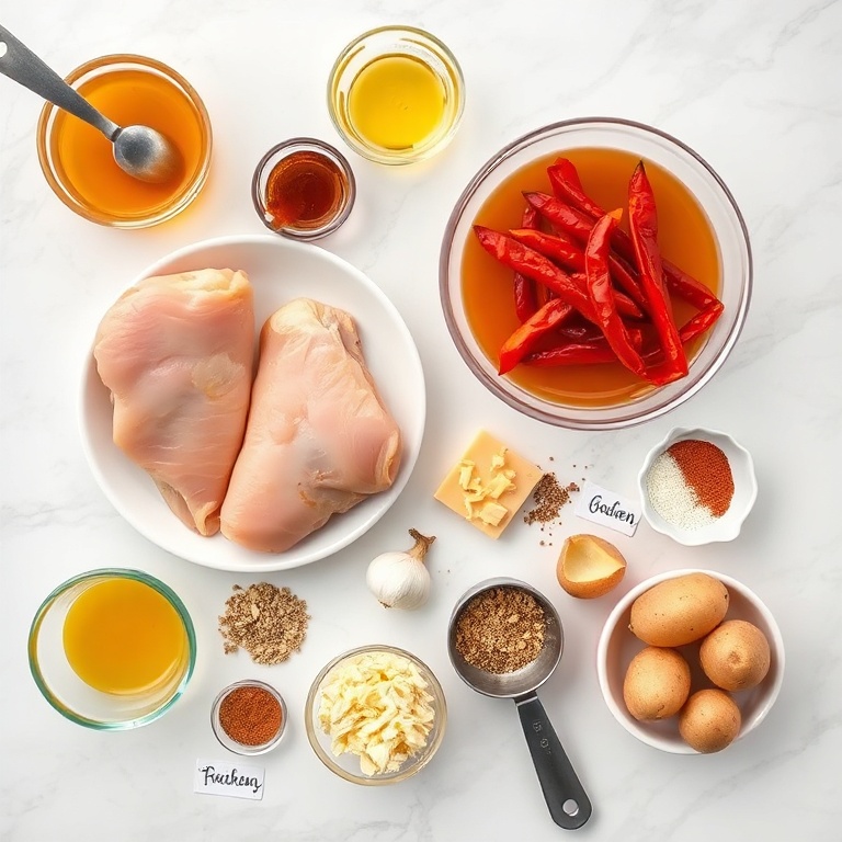 Raw Ingredients for Crispy Chipotle Honey Chicken