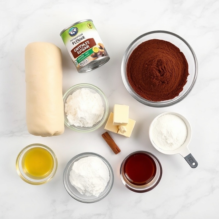 Ingredients for Crispy Chocolate Rolls with Creamy Vanilla Filling