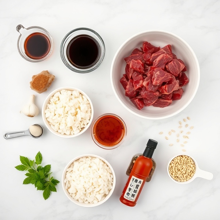 Korean BBQ Steak Rice Bowls Ingredients