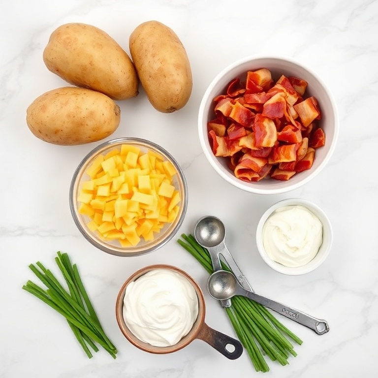 Ingredients for crispy loaded baked potatoes