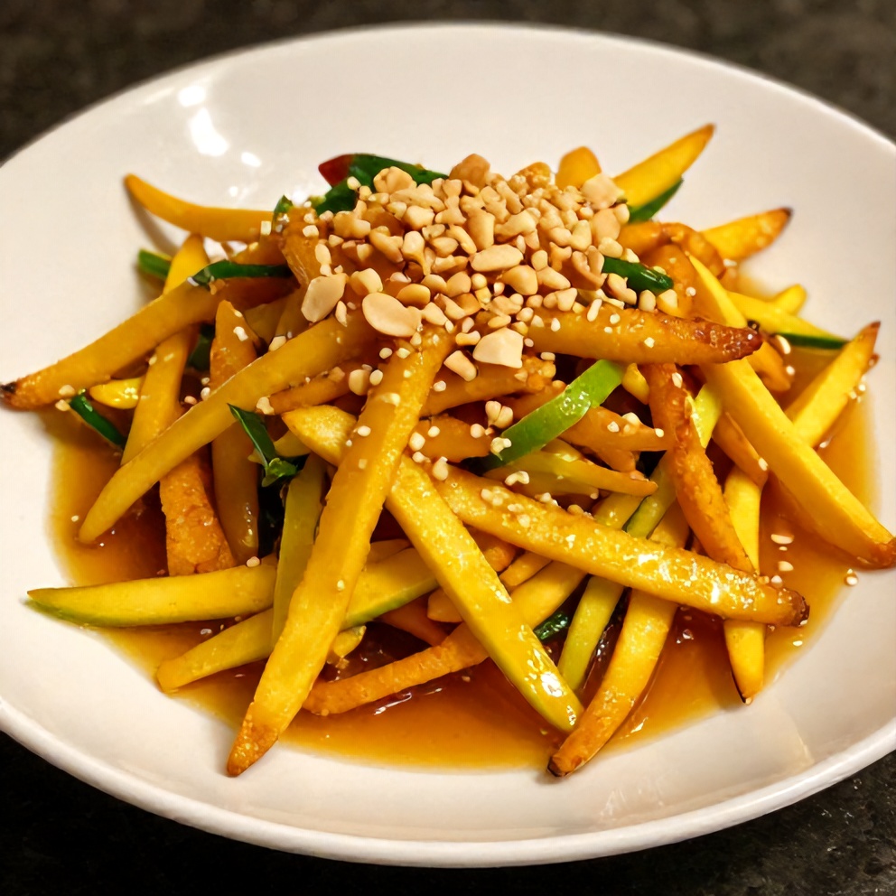 Plated Mango Slaw with Lime and Honey Dressing