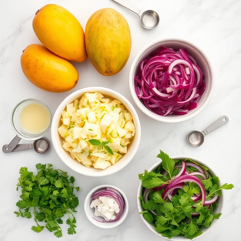 Raw Ingredients for Mango Slaw