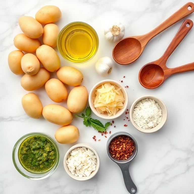 Ingredients for Crispy Parmesan Pesto Roasted Potatoes
