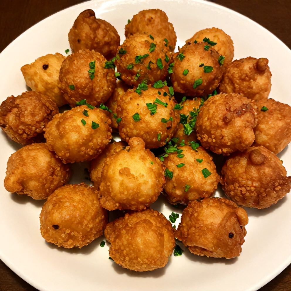 Plated Hushpuppies with a sprinkle of parsley