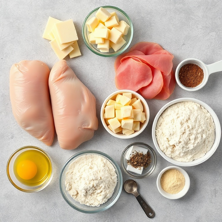 Raw ingredients for easy baked chicken roll ups