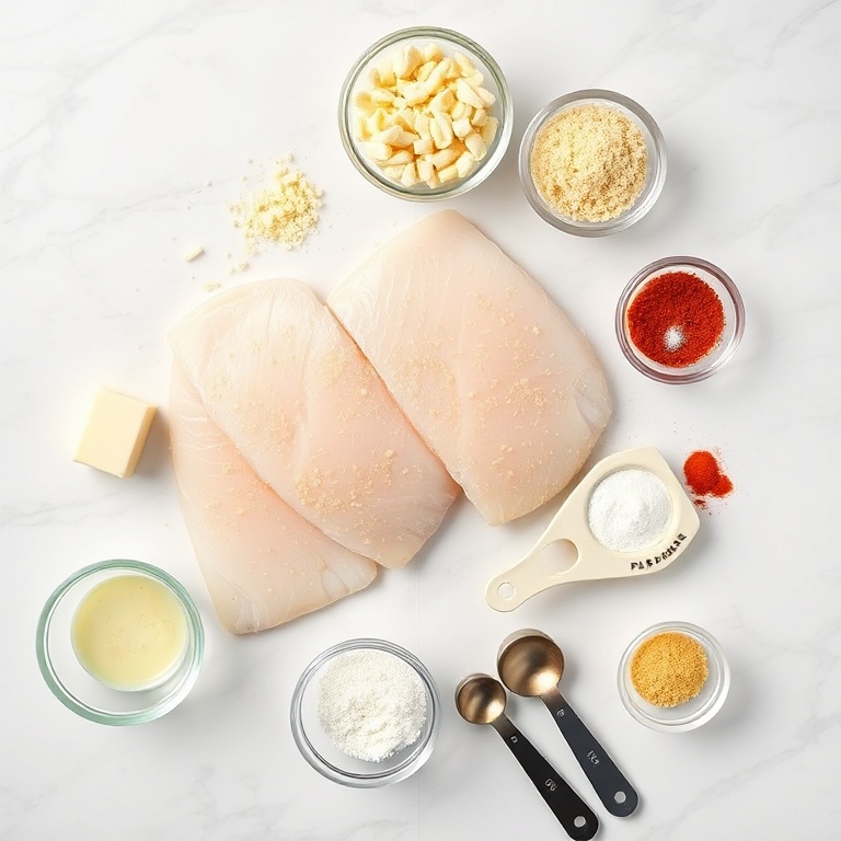 Halibut ingredients flat lay