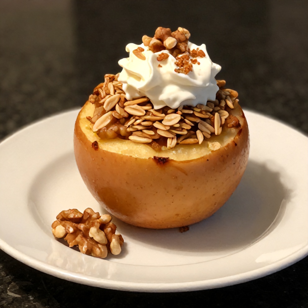 Plated serving of Easy Baked Stuffed Apples