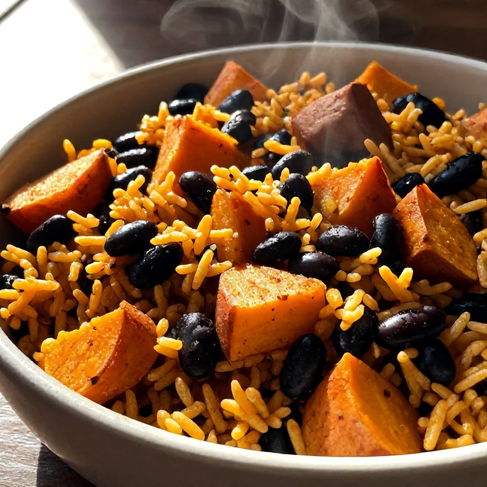 Easy Cajun Sweet Potato Rice Bowl