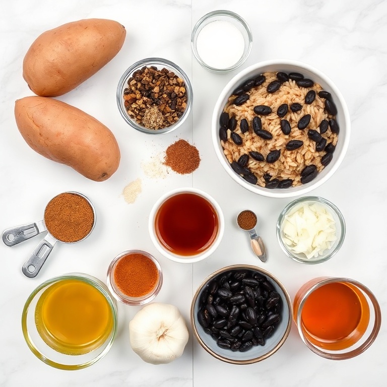 Ingredients for Cajun Sweet Potato Rice Bowl
