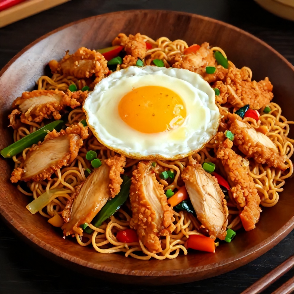 Chicken Ramen Stir Fry on a Plate