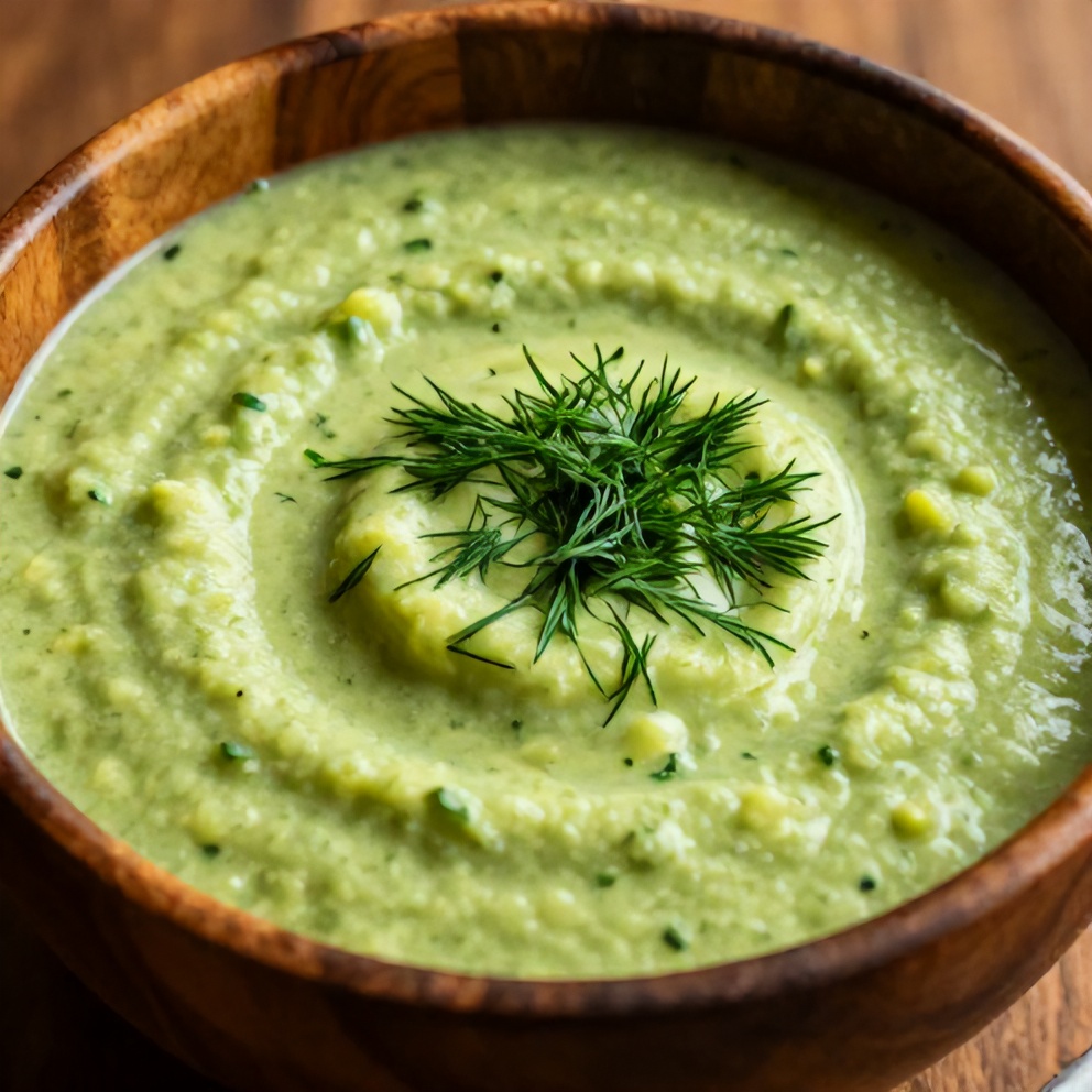 Bowl of Chilled Cucumber Avocado Soup