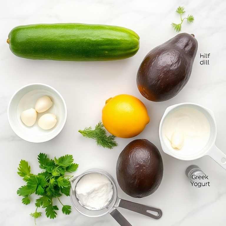 Raw Ingredients for Cucumber Avocado Soup