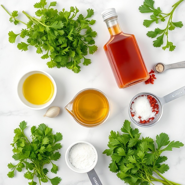 Raw ingredients for easy chimichurri sauce