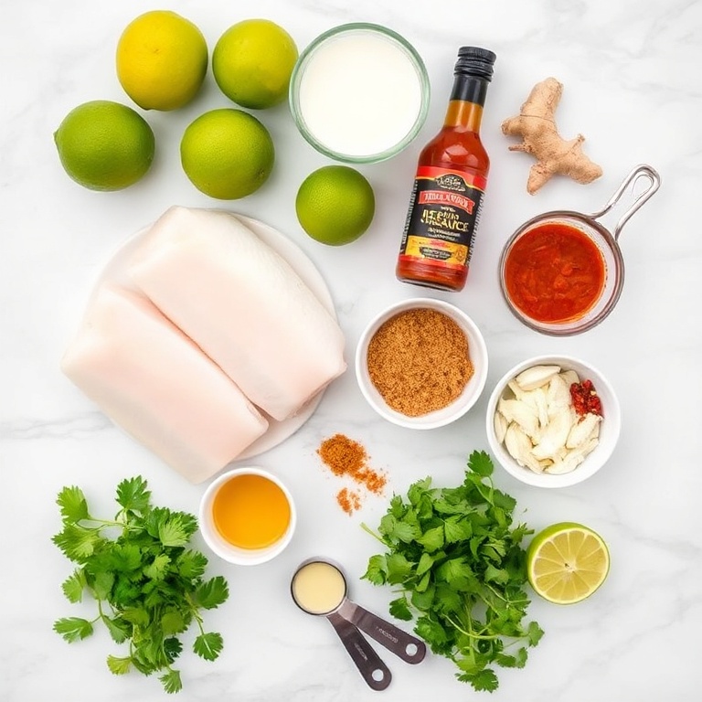 Raw Ingredients for Coconut Lime Fish Curry
