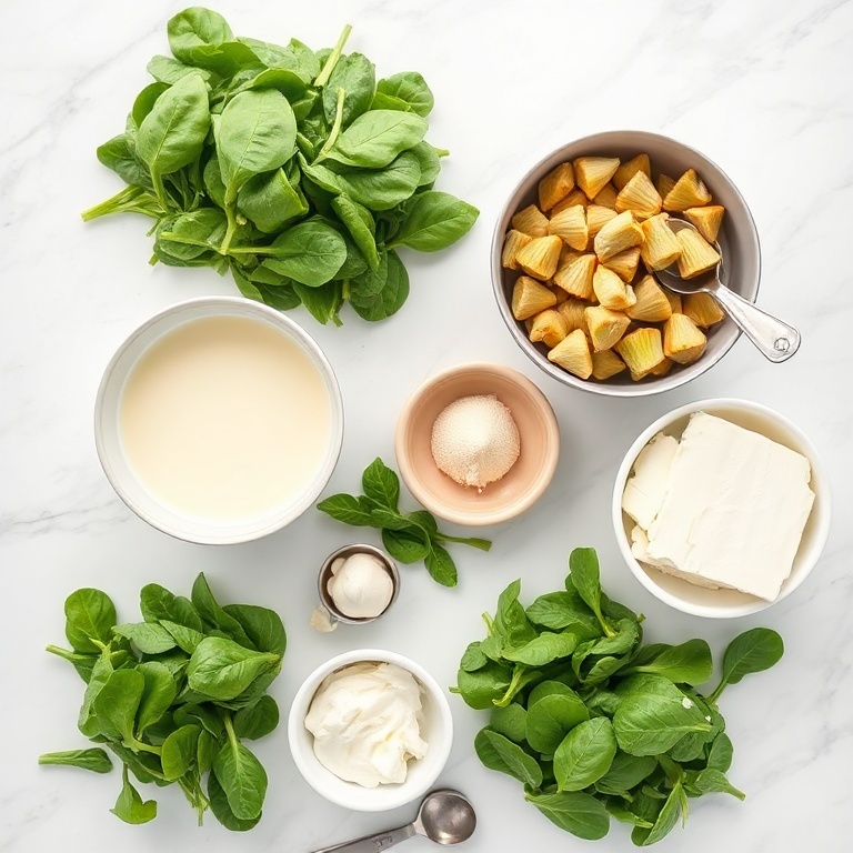 Raw Ingredients for Creamed Spinach and Artichokes