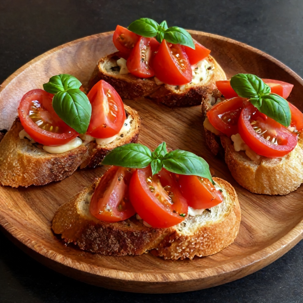 Plated crispy bruschetta