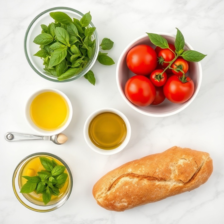 Raw ingredients for easy bruschetta