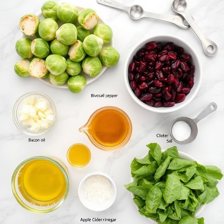 Raw ingredients for Brussels sprouts salad