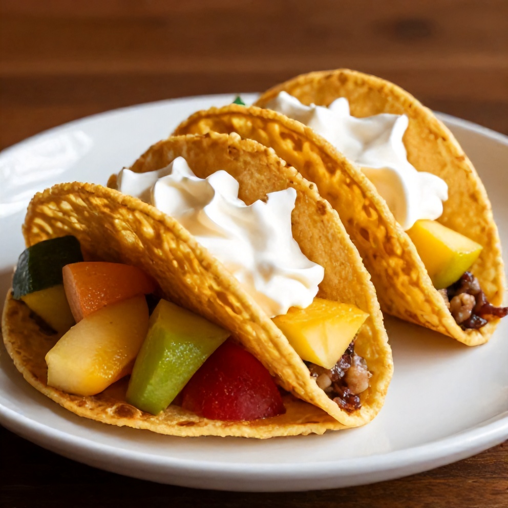 Plated serving of crispy pancake tacos