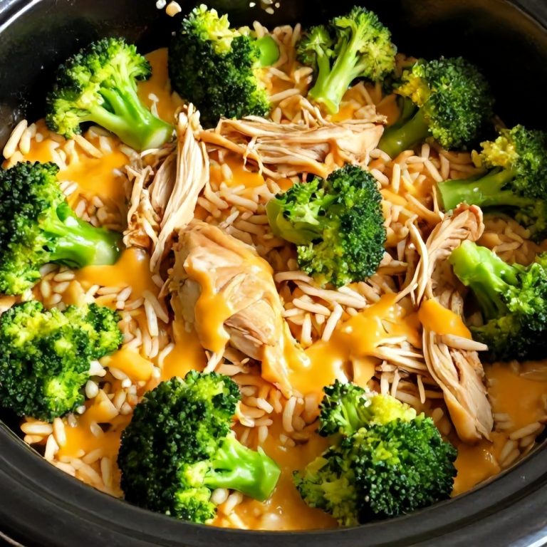 Easy Crockpot Broccoli Cheddar Chicken and Rice