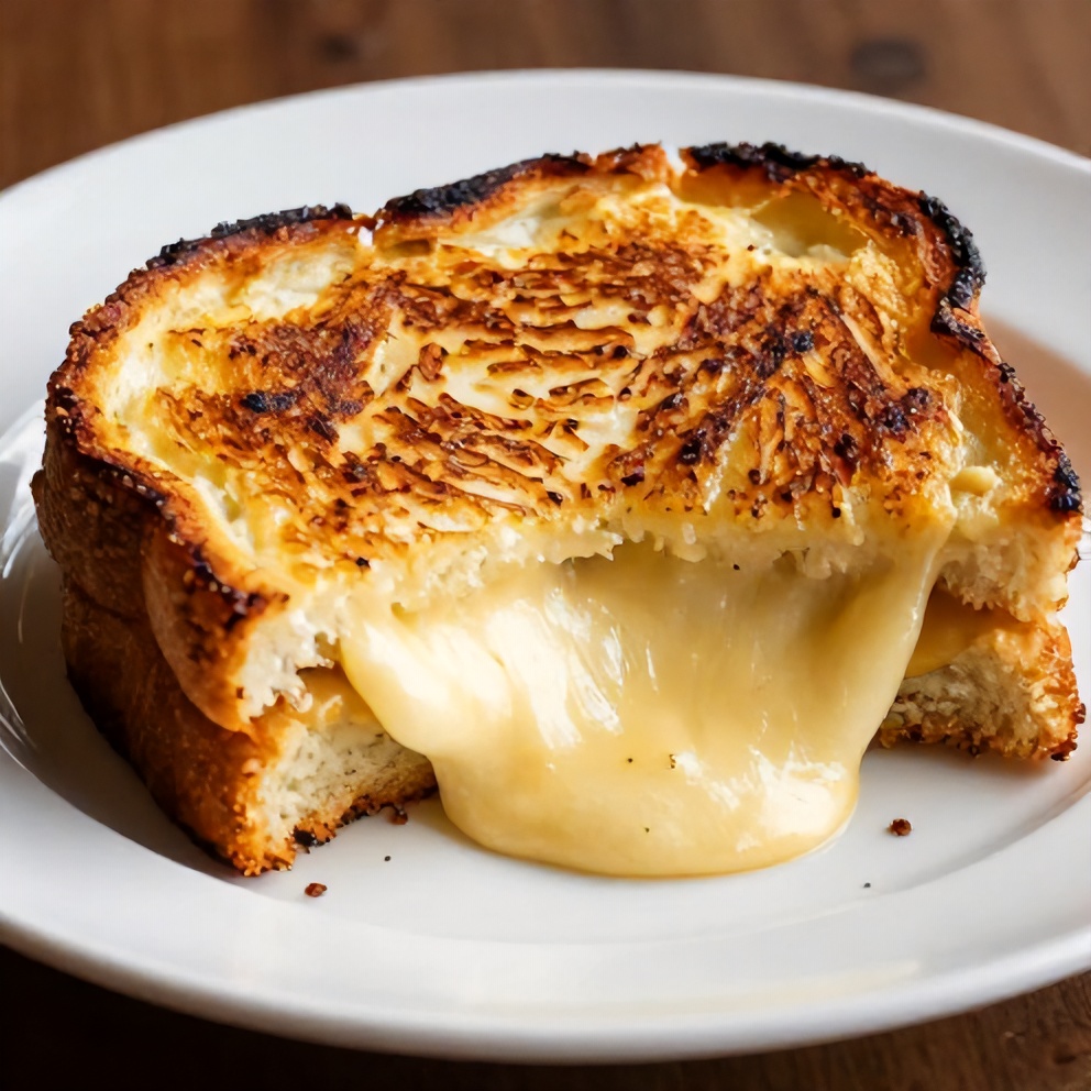 Garlic Bread Grilled Cheese Sandwich Close Up