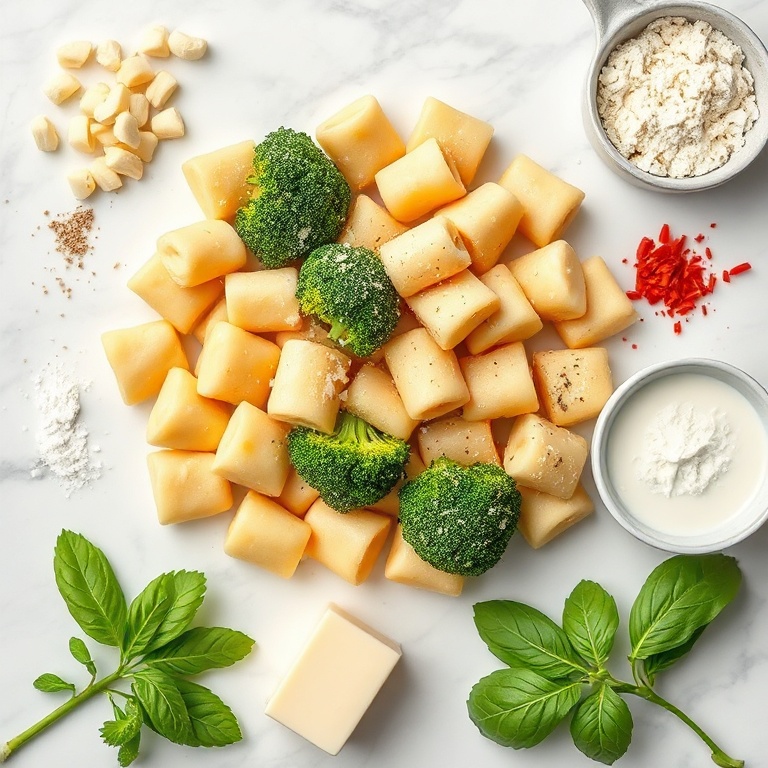 Raw Ingredients for Gnocchi Broccoli Bake