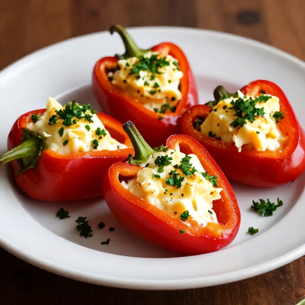 Plated goat cheese stuffed mini peppers