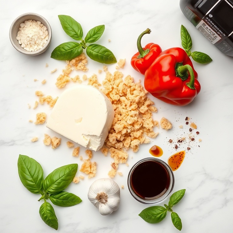 Raw ingredients for goat cheese stuffed mini peppers