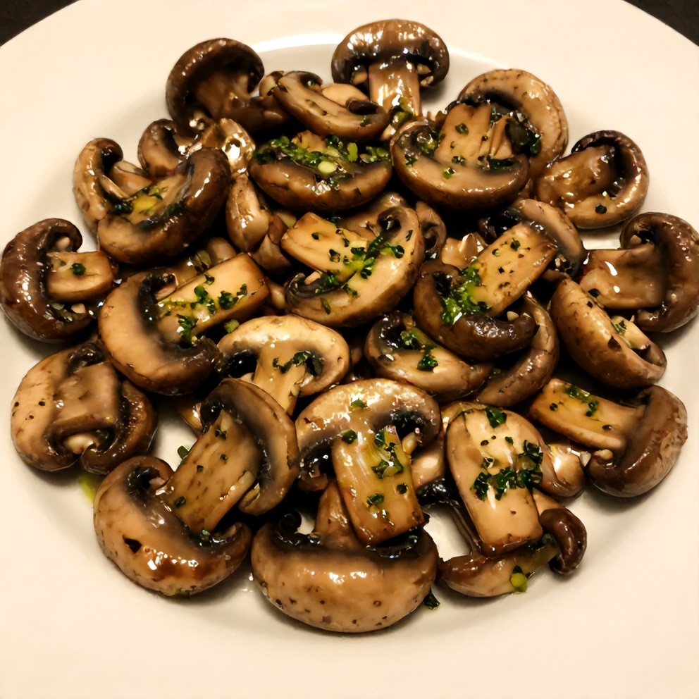 Plated Herb Butter Sautéed Mushrooms