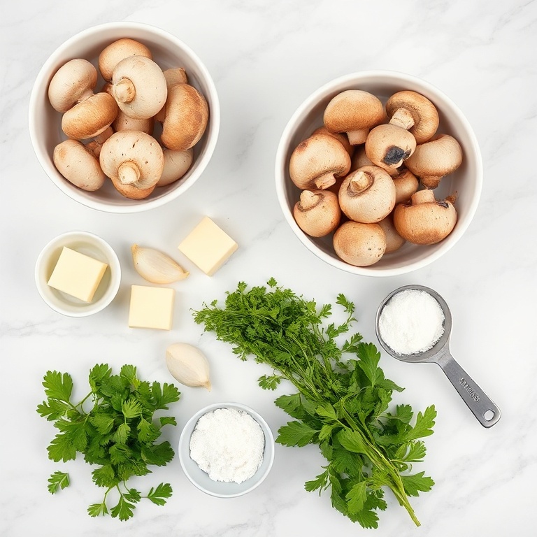 Raw Ingredients for Herb Butter Sautéed Mushrooms