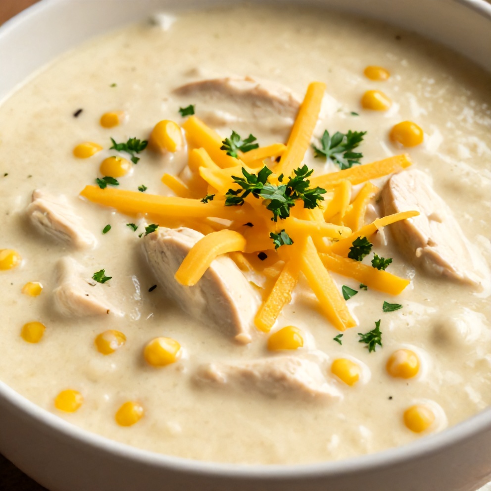 Bowl of Creamy Chicken and Corn Chowder