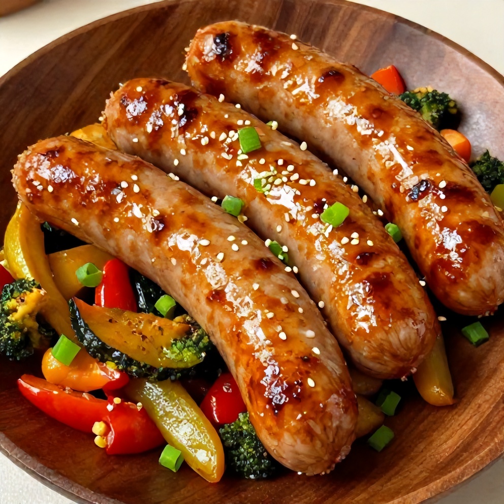 Honey Garlic Kielbasa and Veggies Dinner Served
